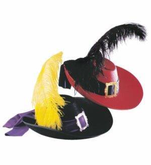 Cappello moschettiere con piuma in feltr