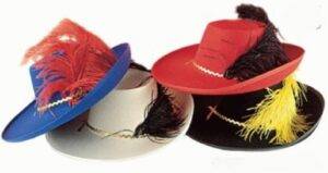 Cappello moschettiere con piuma in feltr