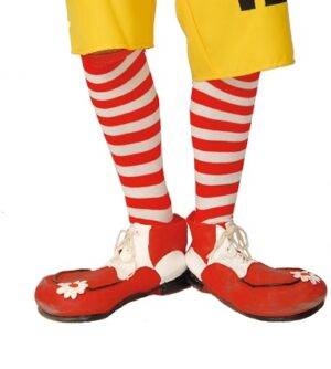 Calze clown a righe bianche e rosse