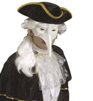 Maschera veneziana con becco bianca