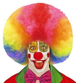 Parrucca afro/clown multicolor sovradimensionata