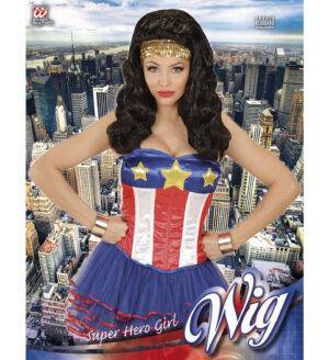 Parrucca super hero girl con fascia per capelli