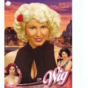 Parrucca anni 50 con rosa