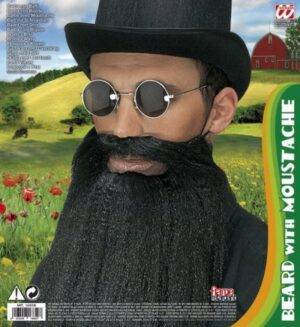 Barbe e baffi nere con labbra