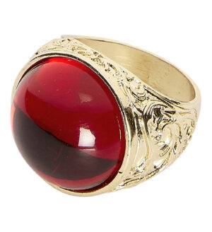 Anello oro con gemma rossa