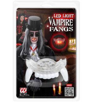 Denti vampiro con luce led rossa
