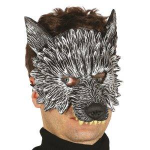 Maschera mezzo viso da Lupo Mannaro in schiuma di lattice