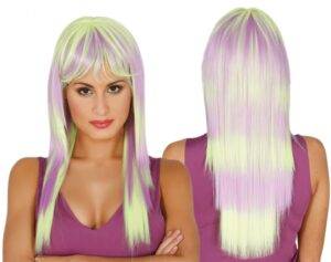 Parrucca pop lilla-verde fluo