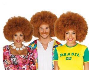 Parrucca afro castana extra ricciolona