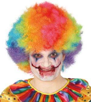 Parrucca riccia da clown multicolore