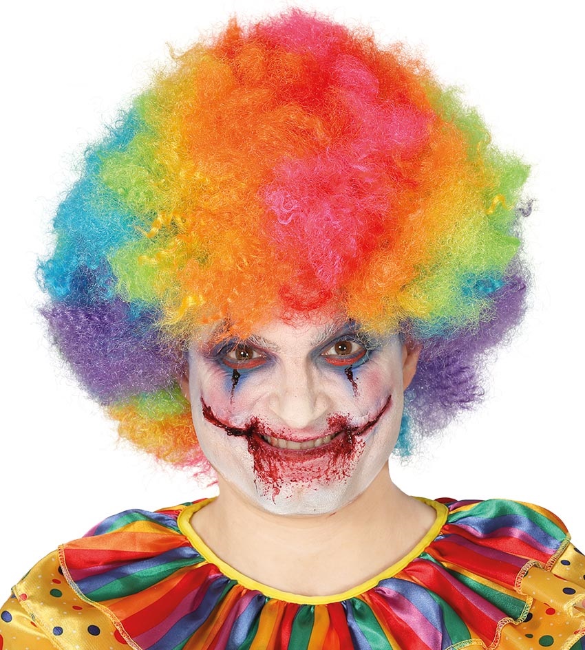 Parrucca riccia da clown multicolore - Abiti e Maschere