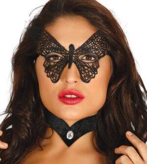 Maschera domino in pizzo farfalla