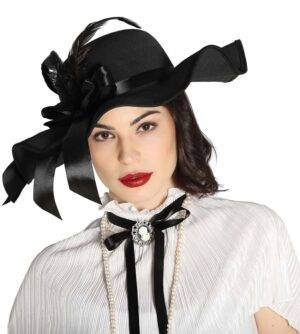 Cappello dama fiocco piume
