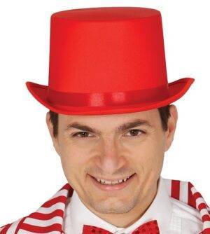 Cappello cilindro in tessuto alta qualita rosso
