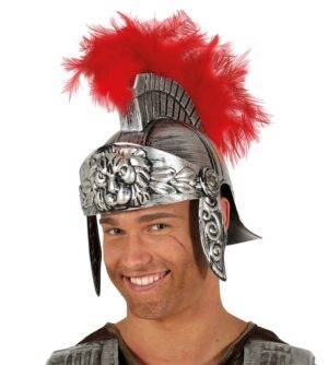 Elmo centurione romano argento con piuma