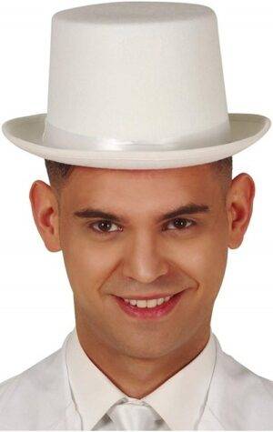 Cappello clindro in feltro bianco