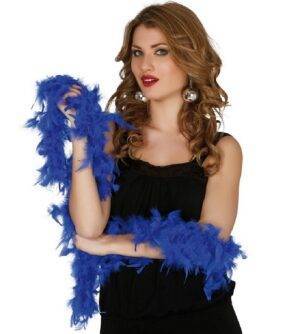 Boa in vera piuma blu 180 cm