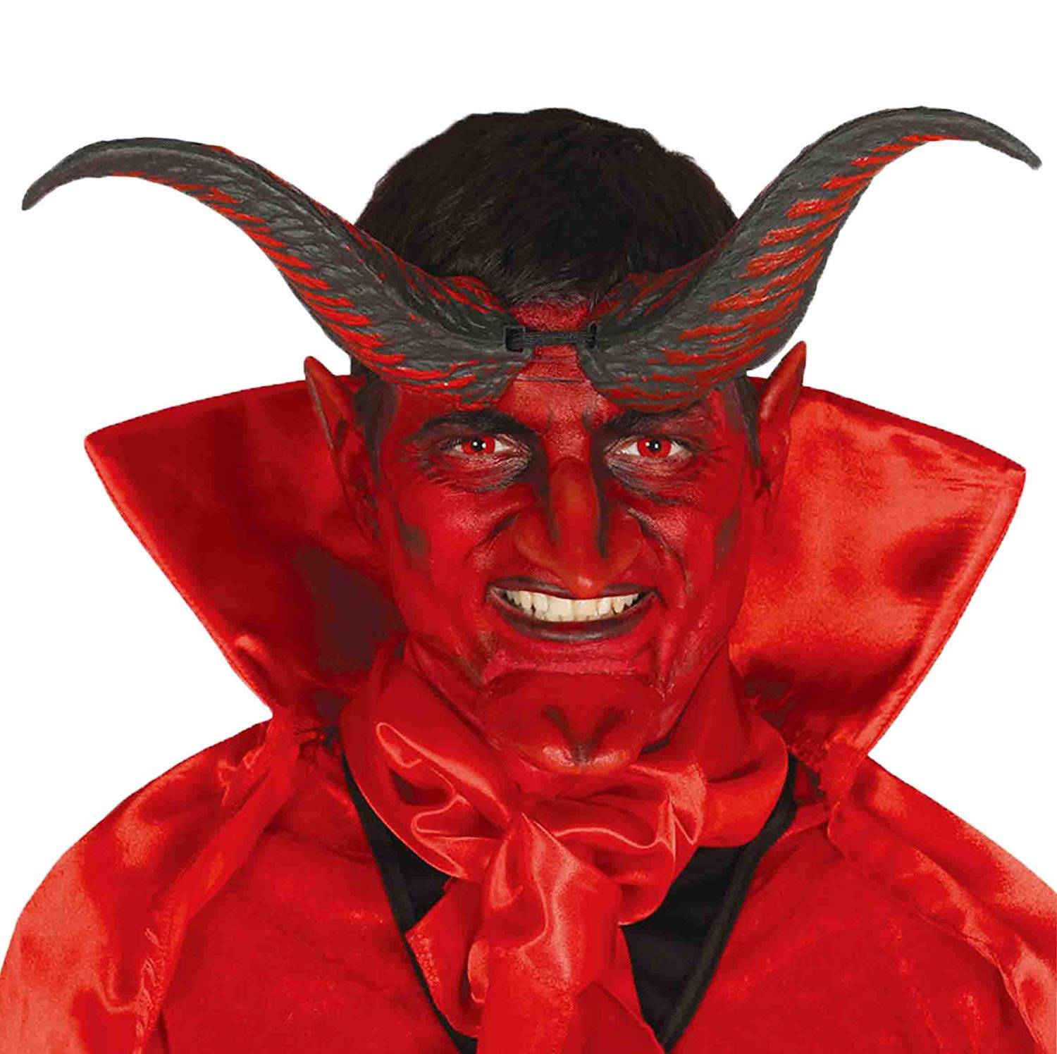 Corna da diavolo demonio 20 cm nero-rosso - Abiti e Maschere