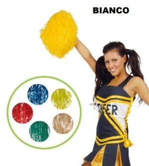 Coppia pom pom in plastica bianchi