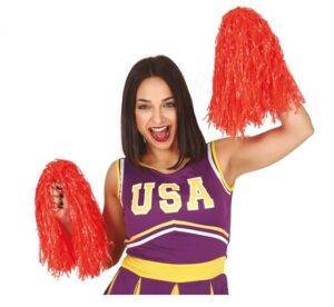 Coppia pom pom in plastica rossi