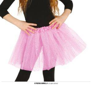 Tutu 30 cm rosa con glitter bambina