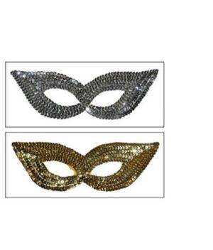 Maschera domino oro o argento paillettes