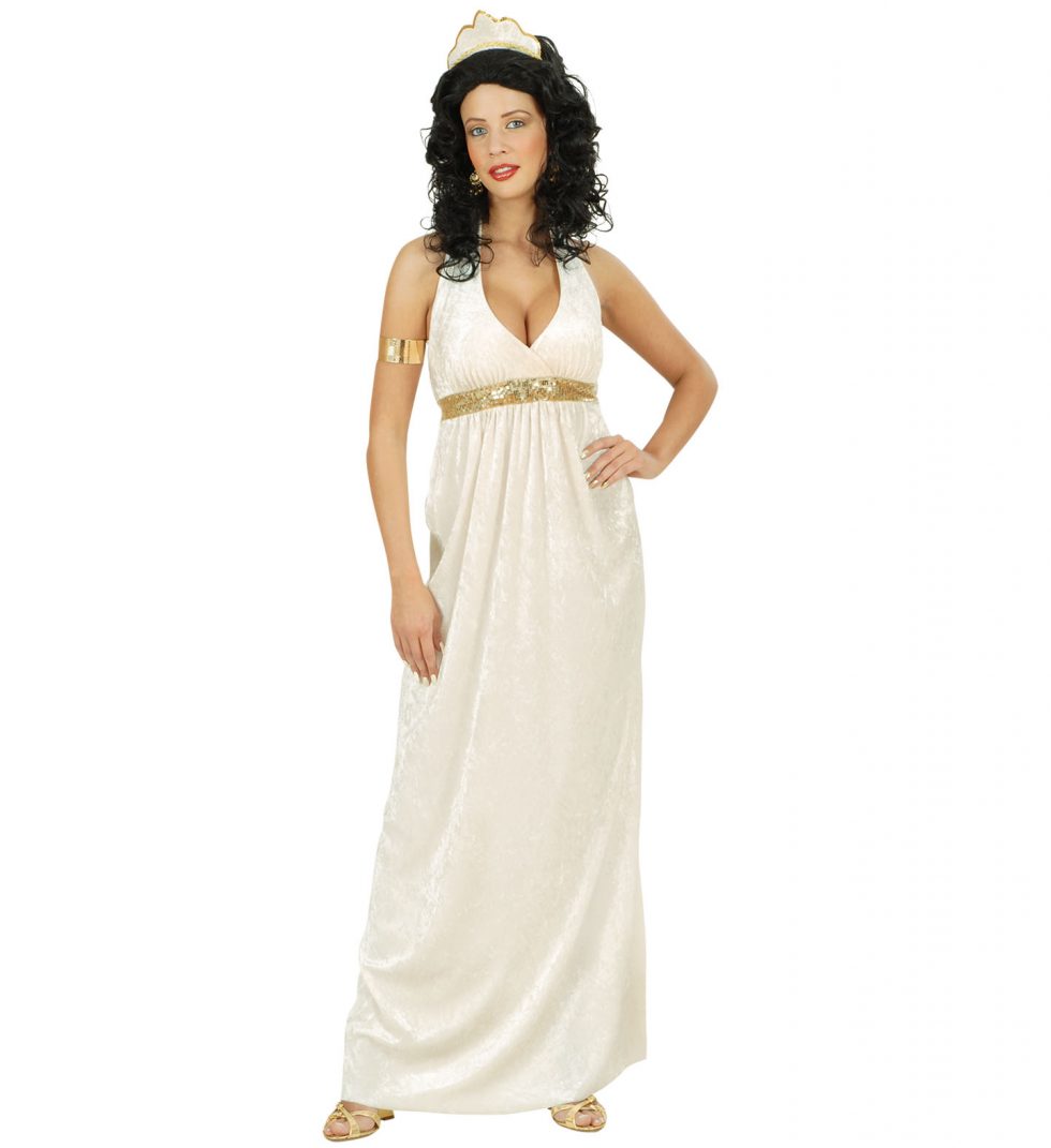 Costume da Regina del Nile Cleopatra, Costume da Principessa egiziana,  Vestito da Principessa egiziana, Vestito Bianco in Velours + Cintura Dorata