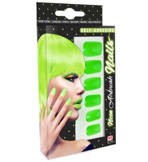 Set da 12 unghie aerografate verde fluorescente