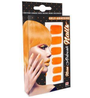 Set da 12 unghie aerografate arancione fluorescente