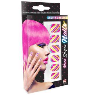 Set da 12 unghie strisce fluorescenti