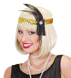 Fascia per testa in paillettes oro