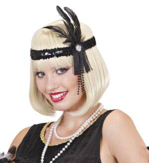 Fascia per testa in paillettes nera