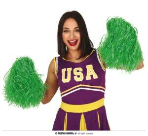 Coppia pom pom in plastica verdi