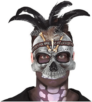 Maschera voodoo con piume in pvc