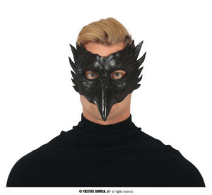 Mezza maschera gufo nera in eva