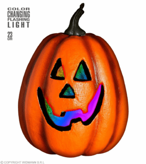 Zucca halloween con luce led lampeggiante e cambia colore 23 cm