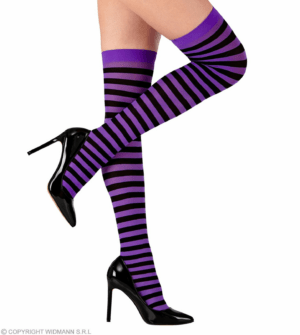 Calze parigine a righe viola neon 70 den