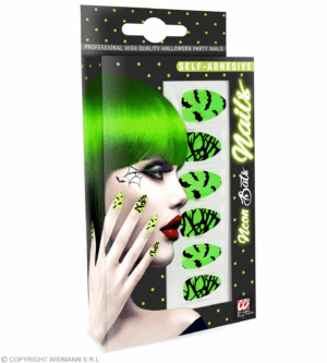 Set da 12 unghie fluorescenti pipistrelli auto-adesive