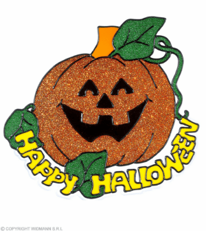 Vetrofania zucca 'happy halloween' glitter 25 cm