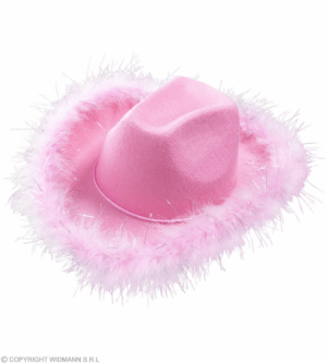 Cappello cowgirl rosa con finitura in marabou