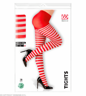 Collant rigati bianco-rosso 70 den