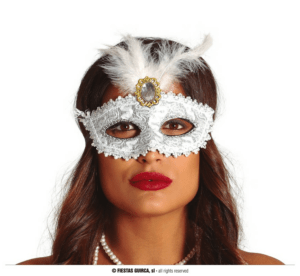 Maschera bianca con piuma