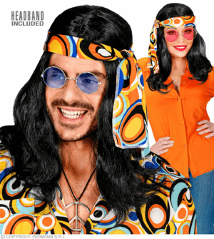 Parrucca anni 70 disco fever con fascia