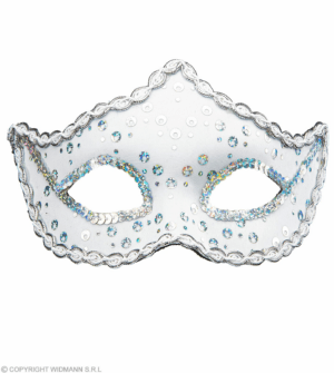 Maschera rialto bianca con paillettes