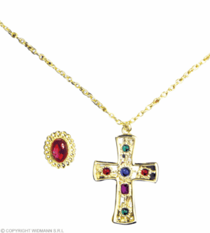 Set da re collana con croce e anello