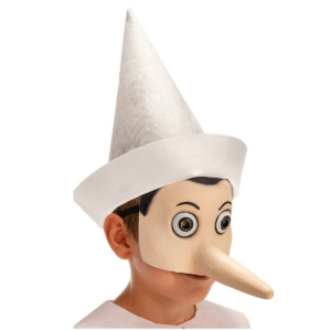 Maschera mezzo volto da pinocchio in lattice