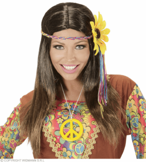 Parrucca da hippie con fascia per la testa