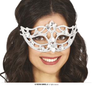 Maschera domino argento con glitter
