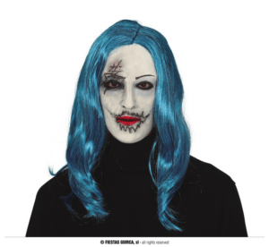 Maschera demone con capelli azzurri