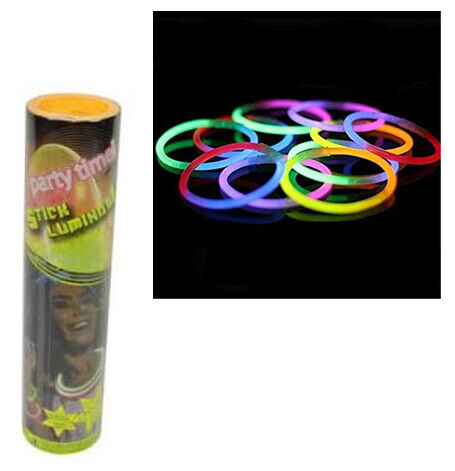 100 braccialetti luminosi fluorescenti multicolor fluo + 100 connettori -  Abiti e Maschere